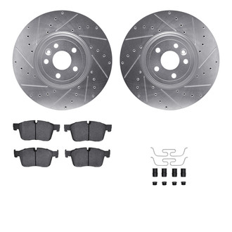 R1 Concepts® - Drilled and Slotted Front Brake Kit with Semi-Metalic Pads