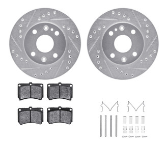R1 Concepts® - Drilled and Slotted Front Brake Kit with Semi-Metalic Pads