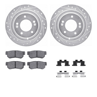 R1 Concepts® - Drilled and Slotted Rear Brake Kit with Semi-Metalic Pads