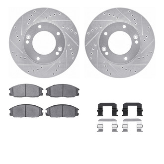 R1 Concepts® - Drilled and Slotted Front Brake Kit with Semi-Metalic Pads