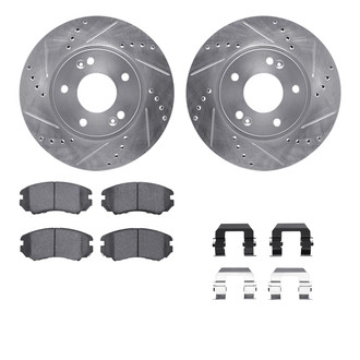 R1 Concepts® - Drilled and Slotted Front Brake Kit with Semi-Metalic Pads