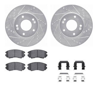 R1 Concepts® - Drilled and Slotted Front Brake Kit with Semi-Metalic Pads
