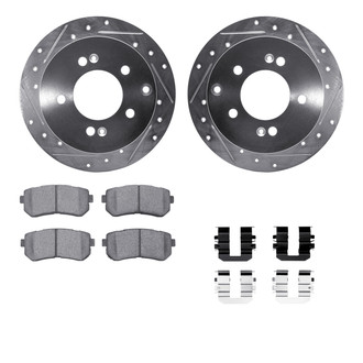 R1 Concepts® - Drilled and Slotted Rear Brake Kit with Semi-Metalic Pads