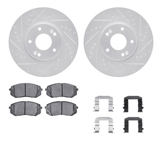 R1 Concepts® - Drilled and Slotted Front Brake Kit with Semi-Metalic Pads