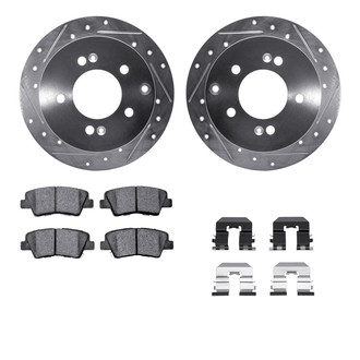 R1 Concepts® - Drilled and Slotted Rear Brake Kit with Semi-Metalic Pads