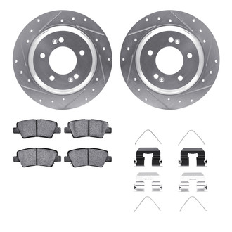 R1 Concepts® - Drilled and Slotted Rear Brake Kit with Semi-Metalic Pads