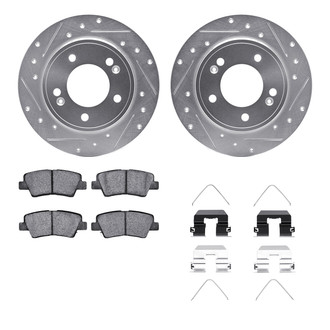 R1 Concepts® - Drilled and Slotted Rear Brake Kit with Semi-Metalic Pads