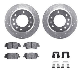 R1 Concepts® - Drilled and Slotted Rear Brake Kit with Semi-Metalic Pads