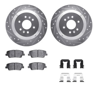 R1 Concepts® - Drilled and Slotted Brake Kit with Semi-Metalic Pads