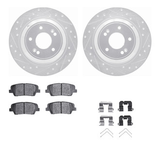 R1 Concepts® - Drilled and Slotted Rear Brake Kit with Semi-Metalic Pads
