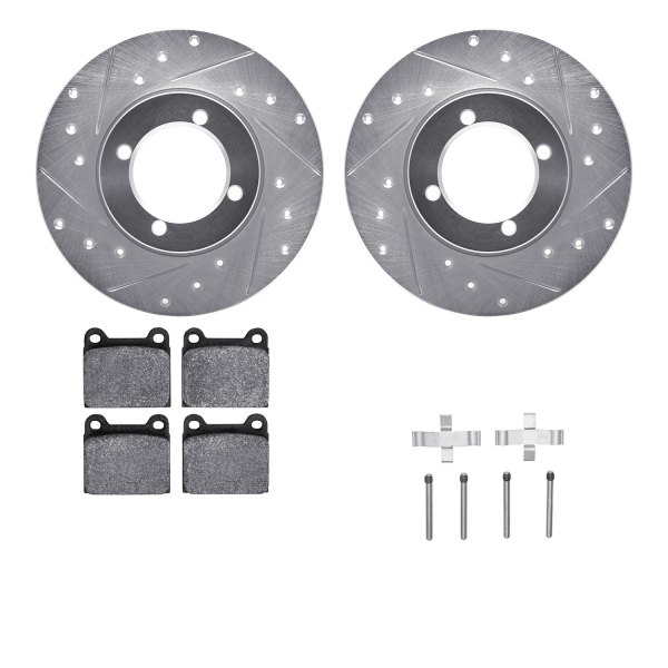  R1 Concepts® - Drilled and Slotted Front Brake Kit with Semi-Metalic Pads