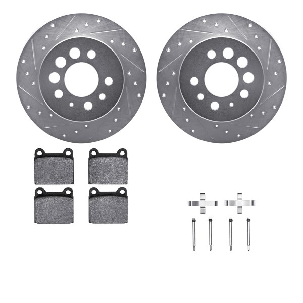  R1 Concepts® - Drilled and Slotted Rear Brake Kit with Semi-Metalic Pads