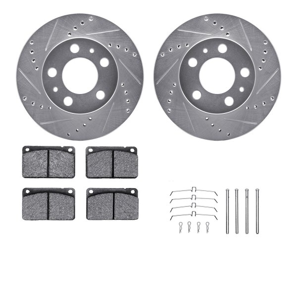  R1 Concepts® - Drilled and Slotted Front Brake Kit with Semi-Metalic Pads