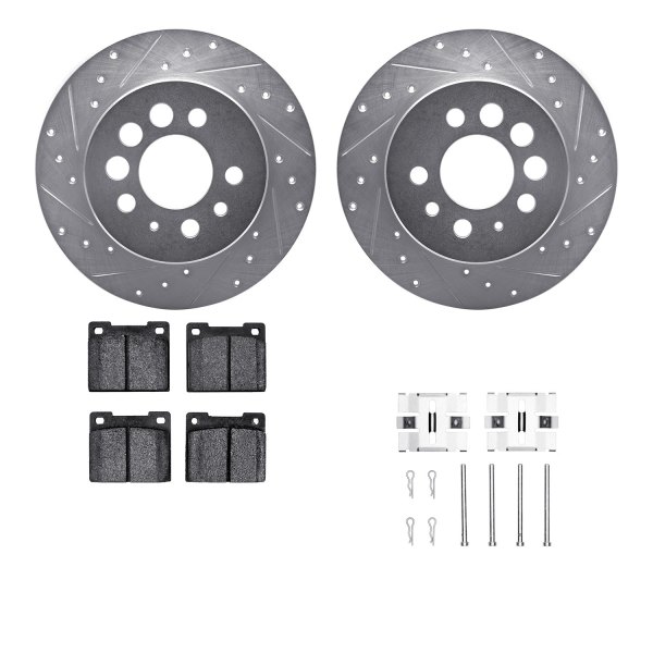  R1 Concepts® - Drilled and Slotted Rear Brake Kit with Semi-Metalic Pads