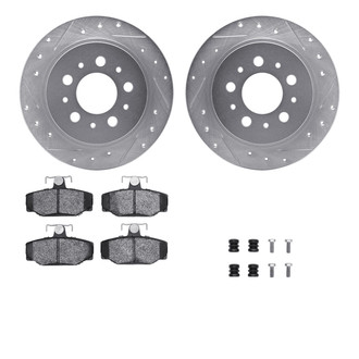 R1 Concepts® - Drilled and Slotted Rear Brake Kit with Semi-Metalic Pads