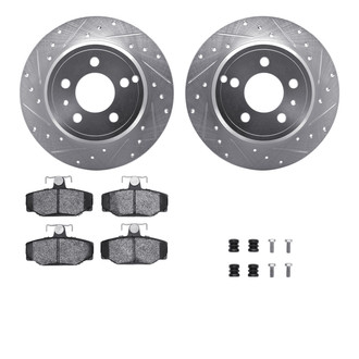 R1 Concepts® - Drilled and Slotted Rear Brake Kit with Semi-Metalic Pads