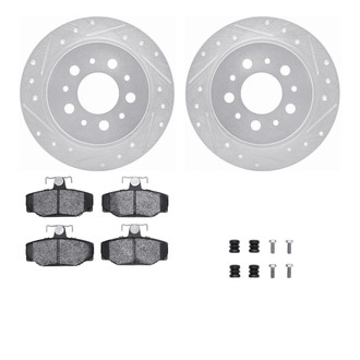 R1 Concepts® - Drilled and Slotted Rear Brake Kit with Semi-Metalic Pads