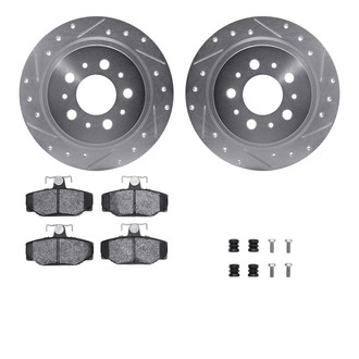 R1 Concepts® - Drilled and Slotted Rear Brake Kit with Semi-Metalic Pads