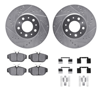 R1 Concepts® - Drilled and Slotted Front Brake Kit with Semi-Metalic Pads
