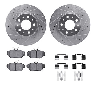 R1 Concepts® - Drilled and Slotted Front Brake Kit with Semi-Metalic Pads