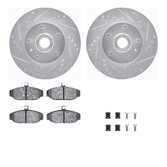 R1 Concepts® - Drilled and Slotted Front Brake Kit with Semi-Metalic Pads
