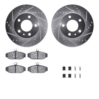 R1 Concepts® - Drilled and Slotted Front Brake Kit with Semi-Metalic Pads