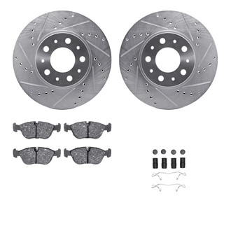 R1 Concepts® - Drilled and Slotted Brake Kit with Semi-Metalic Pads