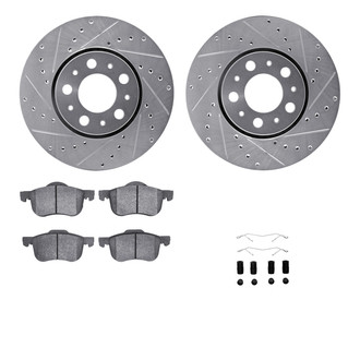 R1 Concepts® - Drilled and Slotted Brake Kit with Semi-Metalic Pads