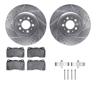 R1 Concepts® - Drilled and Slotted Front Brake Kit with Semi-Metalic Pads