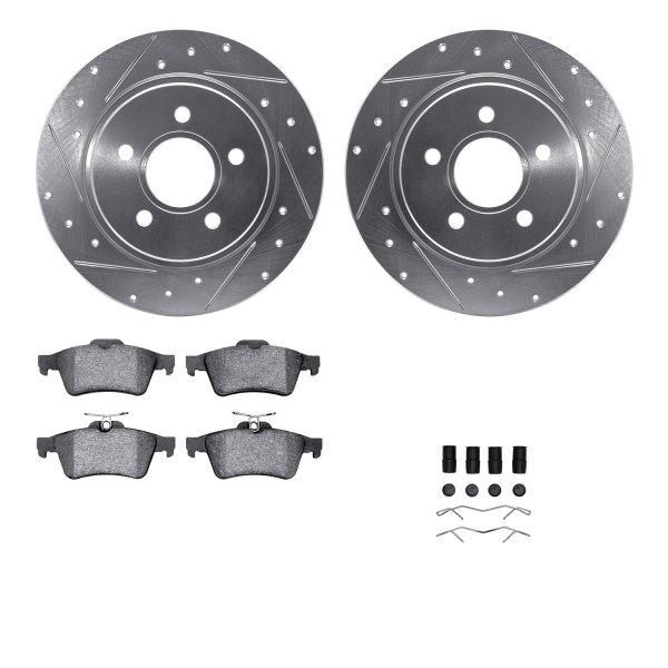  R1 Concepts® - Drilled and Slotted Rear Brake Kit with Semi-Metalic Pads