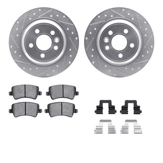 R1 Concepts® - Drilled and Slotted Rear Brake Kit with Semi-Metalic Pads
