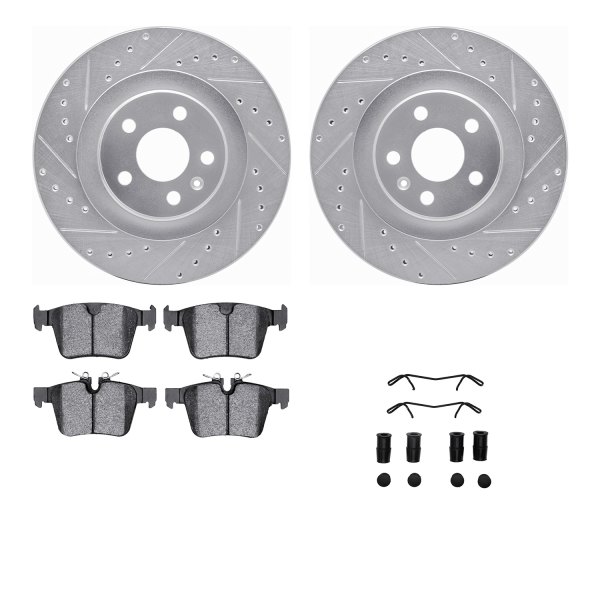  R1 Concepts® - Drilled and Slotted Rear Brake Kit with Semi-Metalic Pads