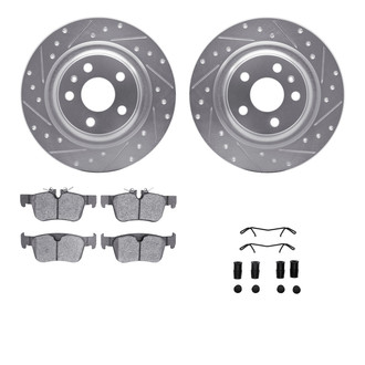 R1 Concepts® - Drilled and Slotted Rear Brake Kit with Semi-Metalic Pads