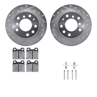 R1 Concepts® - Drilled and Slotted Rear Brake Kit with Semi-Metalic Pads