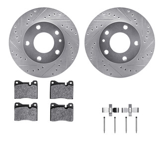 R1 Concepts® - Drilled and Slotted Front Brake Kit with Semi-Metalic Pads