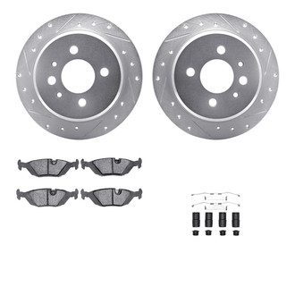 R1 Concepts® - Drilled and Slotted Rear Brake Kit with Semi-Metalic Pads