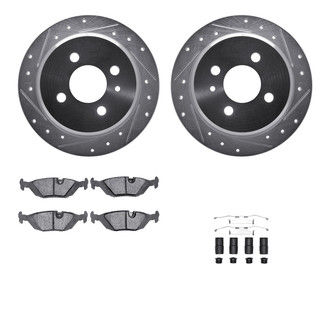 R1 Concepts® - Drilled and Slotted Rear Brake Kit with Semi-Metalic Pads