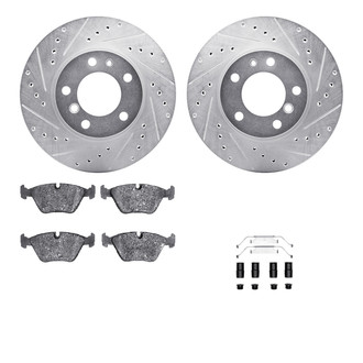 R1 Concepts® - Drilled and Slotted Front Brake Kit with Semi-Metalic Pads