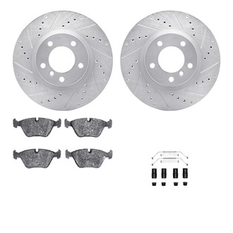 R1 Concepts® - Drilled and Slotted Front Brake Kit with Semi-Metalic Pads