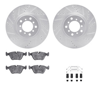 R1 Concepts® - Drilled and Slotted Front Brake Kit with Semi-Metalic Pads