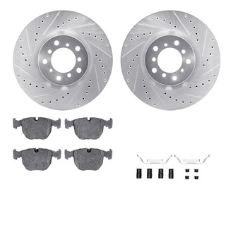 R1 Concepts® - Drilled and Slotted Front Brake Kit with Semi-Metalic Pads