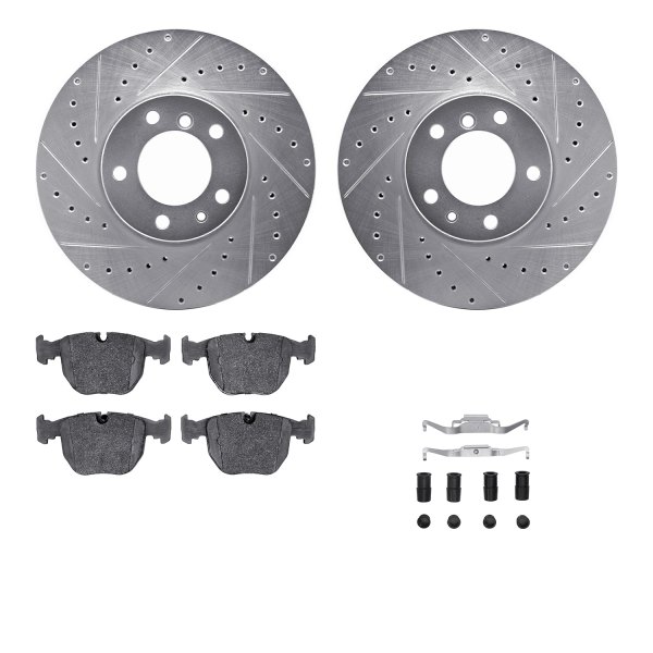  R1 Concepts® - Drilled and Slotted Front Brake Kit with Semi-Metalic Pads