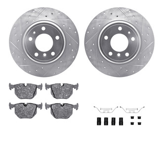 R1 Concepts® - Drilled and Slotted Rear Brake Kit with Semi-Metalic Pads