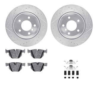 R1 Concepts® - Drilled and Slotted Rear Brake Kit with Semi-Metalic Pads