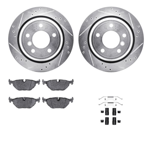  R1 Concepts® - Drilled and Slotted Rear Brake Kit with Semi-Metalic Pads