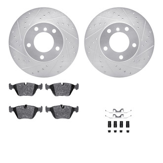 R1 Concepts® - Drilled and Slotted Brake Kit with Semi-Metalic Pads