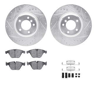 R1 Concepts® - Drilled and Slotted Brake Kit with Semi-Metalic Pads