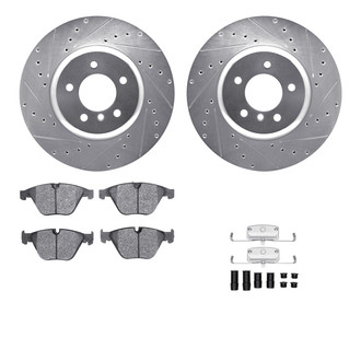 R1 Concepts® - Drilled and Slotted Brake Kit with Semi-Metalic Pads