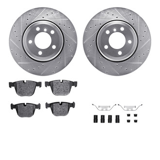 R1 Concepts® - Drilled and Slotted Rear Brake Kit with Semi-Metalic Pads