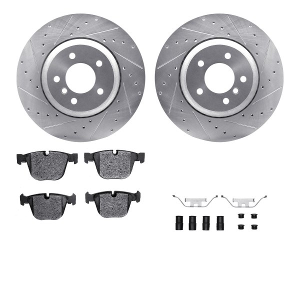  R1 Concepts® - Drilled and Slotted Rear Brake Kit with Semi-Metalic Pads